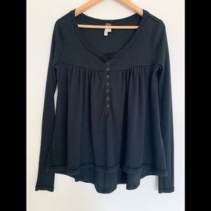 We The Free by Free People Kai Black Henley XS